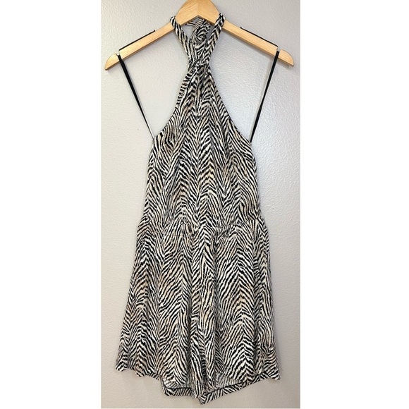 NWT Banana Republic Factory Knit Halter Black Tan Animal Print Romper - Picture 7 of 7